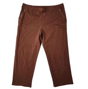 Susan Graver Chocolate Brown Pants With Zipper Accents - 2XP